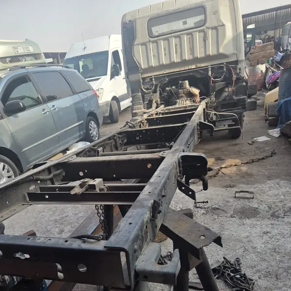 Truck chassis extension work at the workshop
