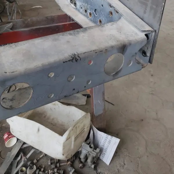 New galvanised chassis rail prepared for fitting