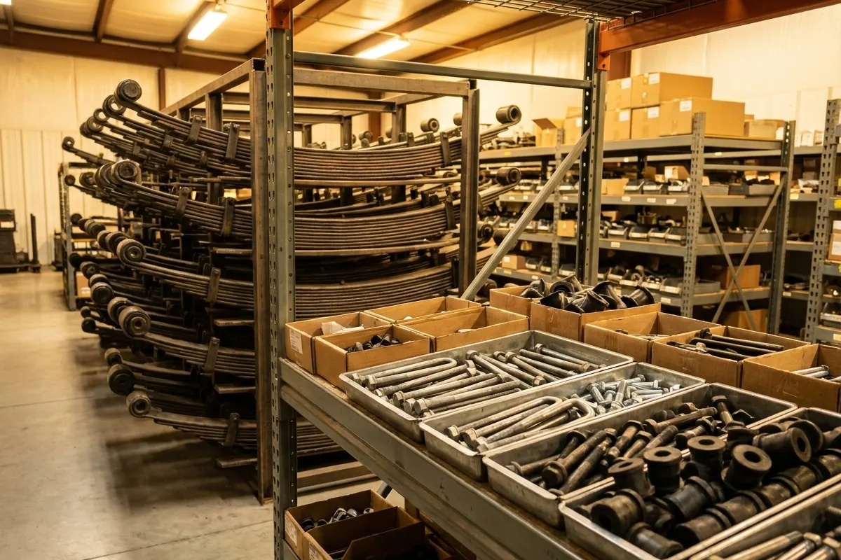 Leaf springs, U-bolts and suspension parts kept in stock