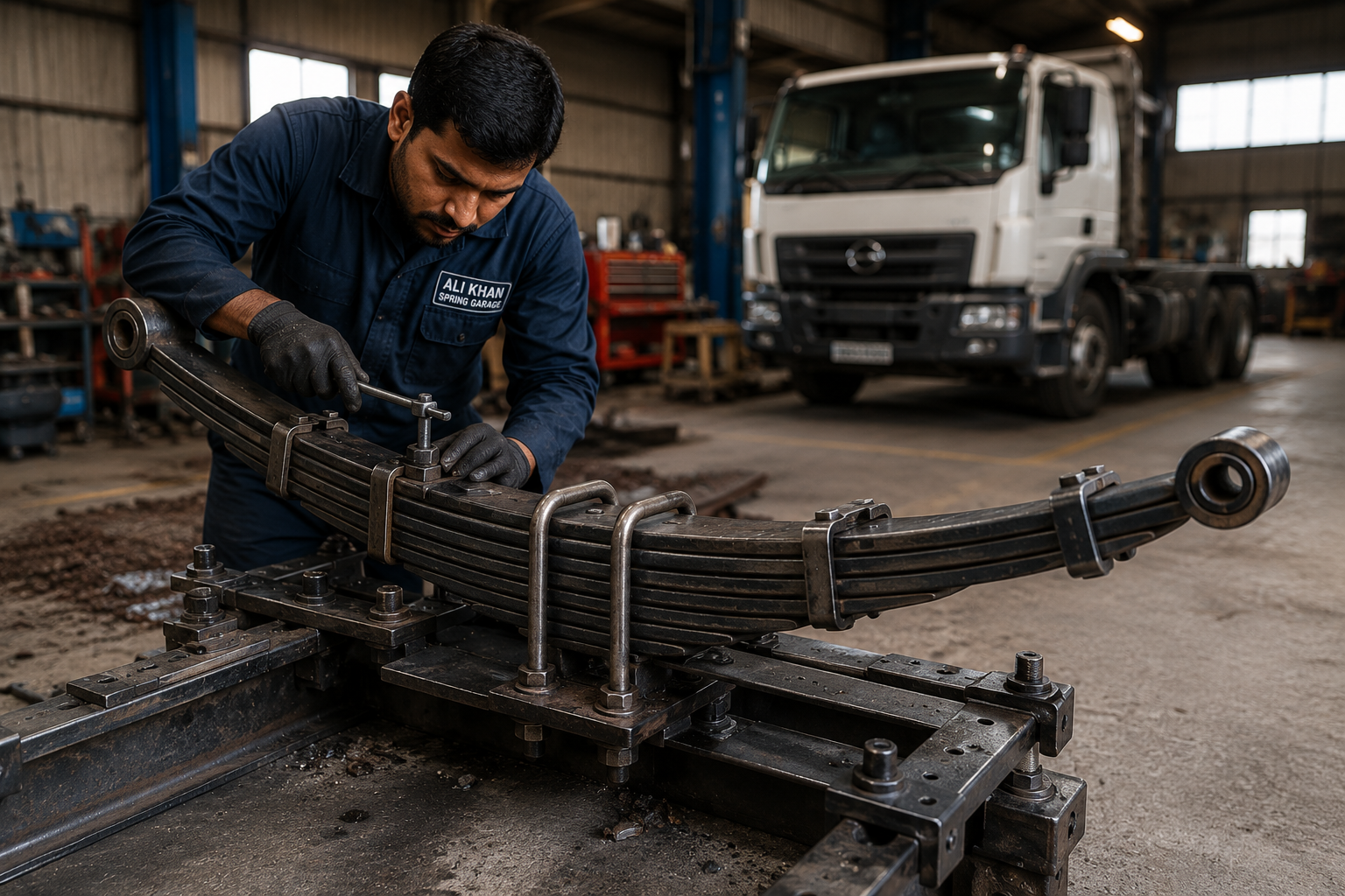Heavy truck leaf spring repair and replacement service in Dubai