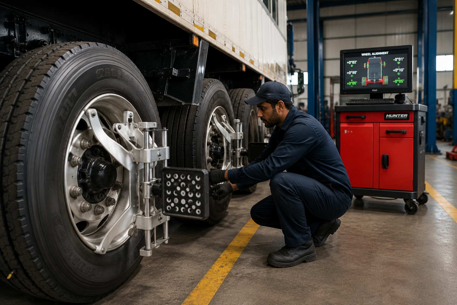 Precision trailer wheel alignment service in Dubai