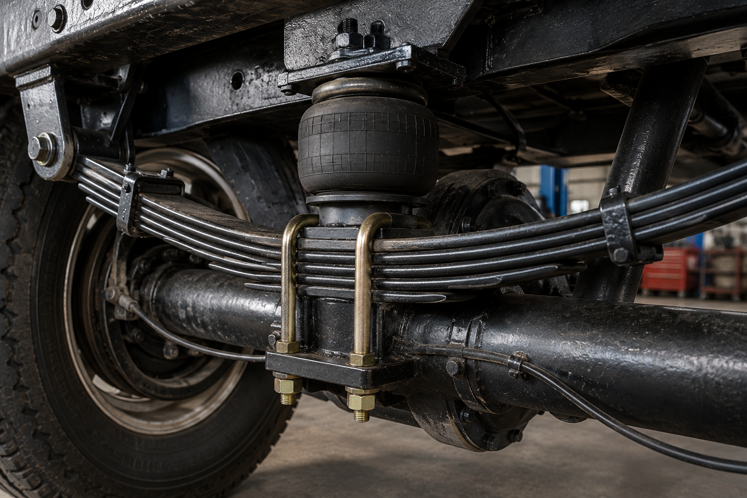 Air suspension to heavy duty leaf spring conversion service in Dubai